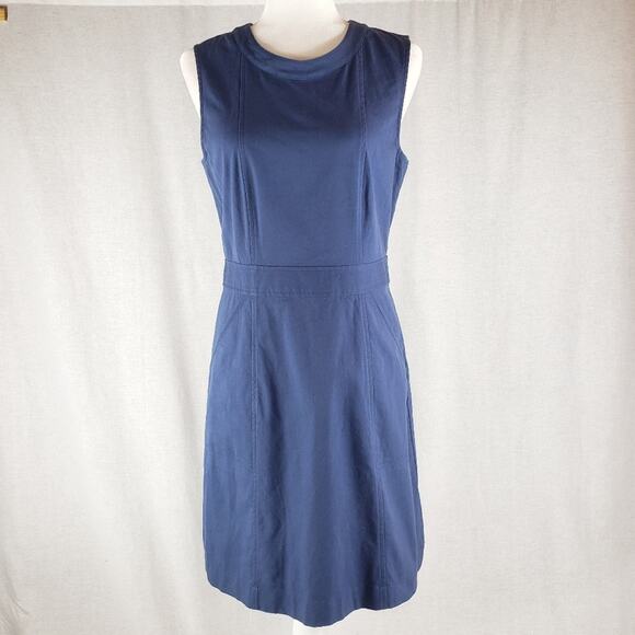 Theory Sheath Dress Women 10 Blue Sleeveless Round Neck Knee Length B0304209 - Picture 2 of 6